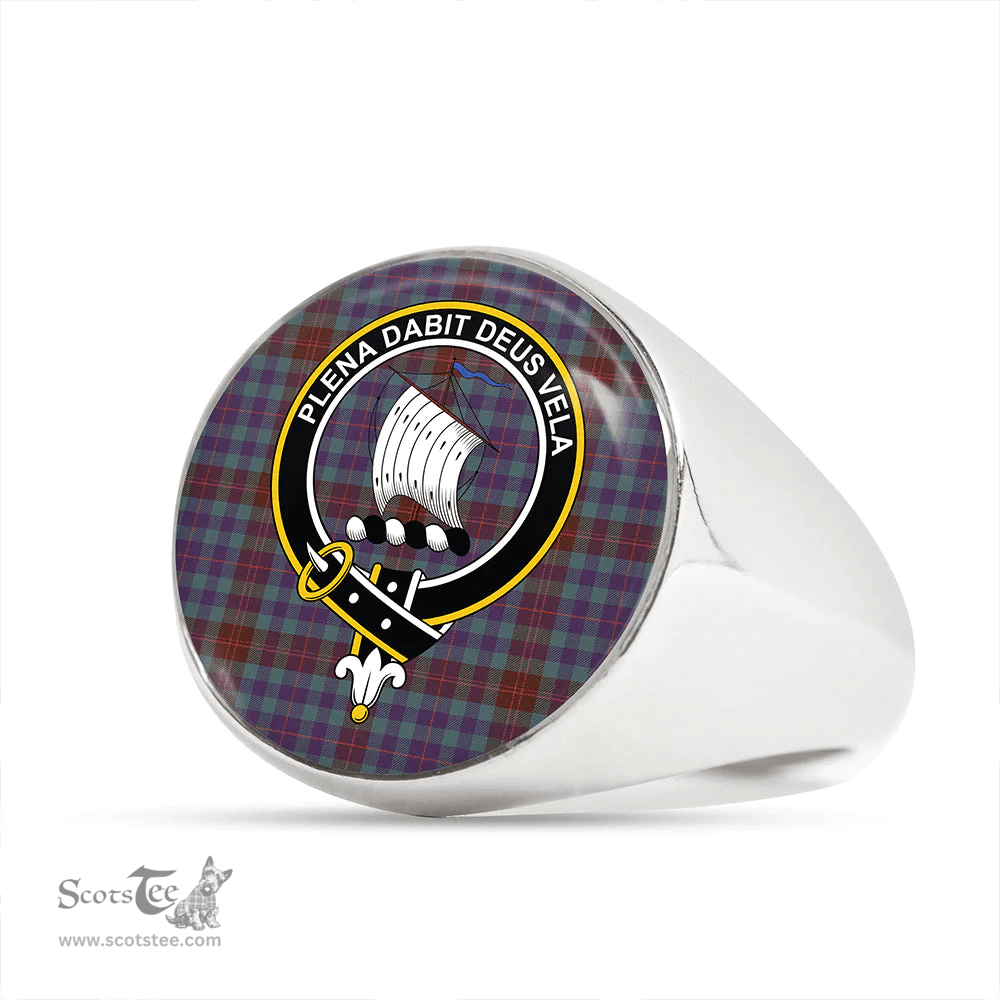 Scottish Tennant Yules Weathered Clan Tartan Ring - Crest Classic Scottish Plaid Tartan Plaid