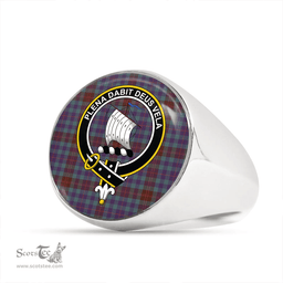 Scottish Tennant Yules Weathered Clan Tartan Ring - Crest Classic Scottish Plaid Tartan Plaid