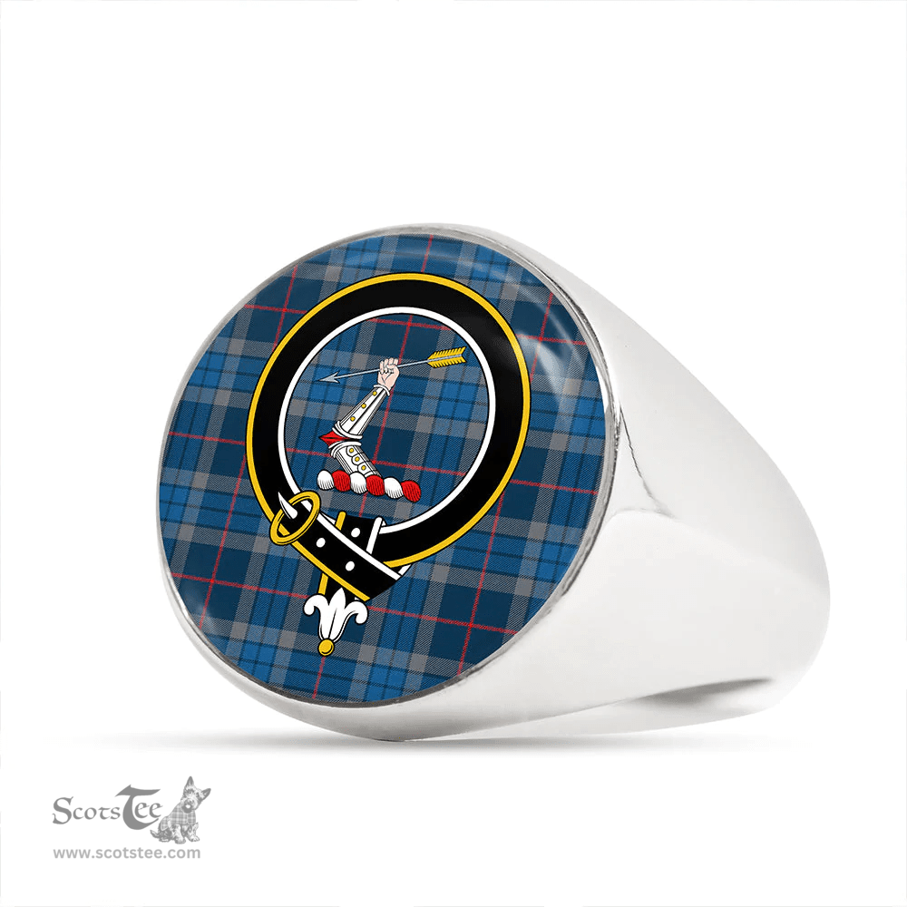 Scottish Thorburn (Thurburn) Modern Clan Tartan Ring - Crest Classic Scottish Plaid Tartan Plaid