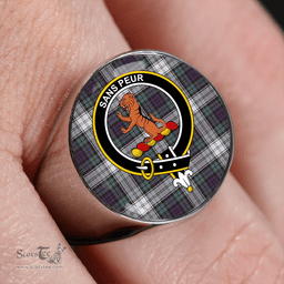 Scottish Sutherland Dress Weathered Clan Tartan Ring - Crest Classic Scottish Plaid Tartan Plaid