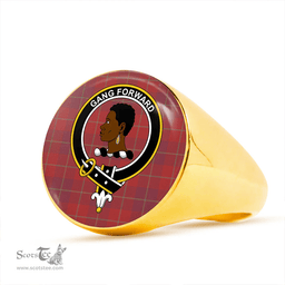 Scottish Stirling of Keir Weathered Clan Tartan Ring - Crest Classic Scottish Plaid Tartan Plaid