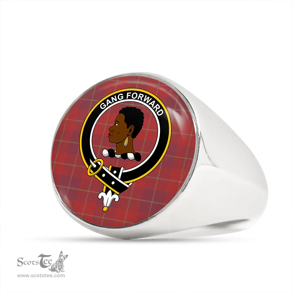 Scottish Stirling of Keir Weathered Clan Tartan Ring - Crest Classic Scottish Plaid Tartan Plaid
