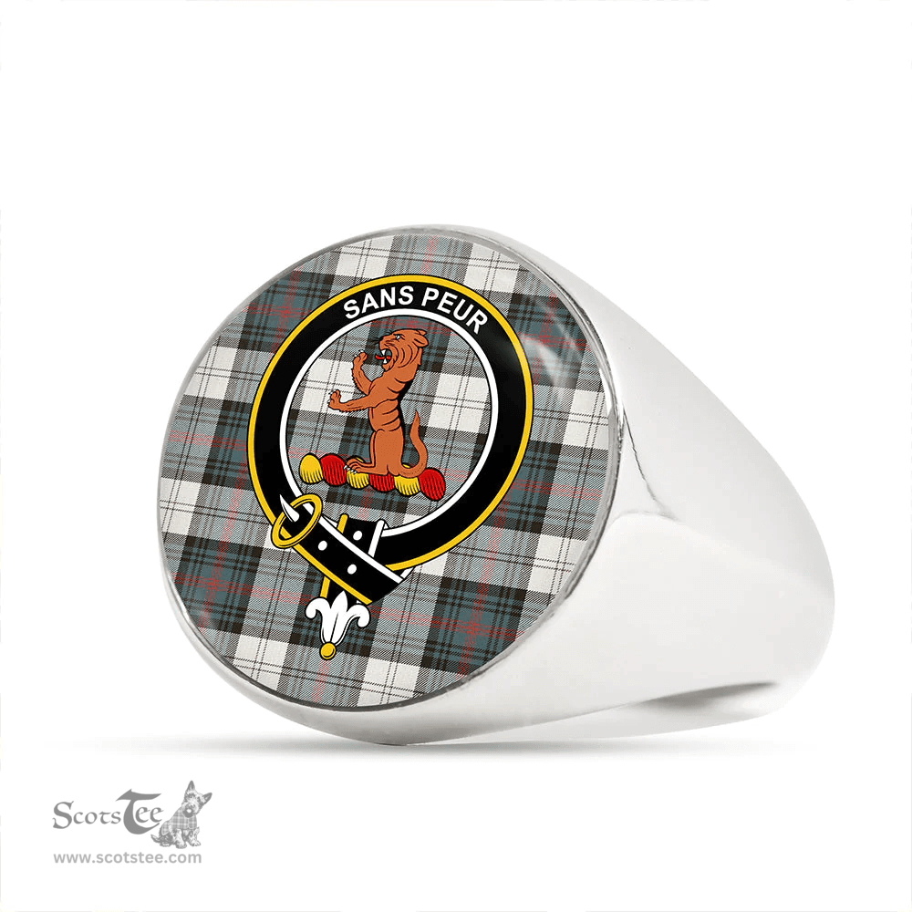Scottish Sutherland Dress #2 Weathered Clan Tartan Ring - Crest Classic Scottish Plaid Tartan Plaid