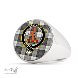 Scottish Sutherland Dress #2 Weathered Clan Tartan Ring - Crest Classic Scottish Plaid Tartan Plaid