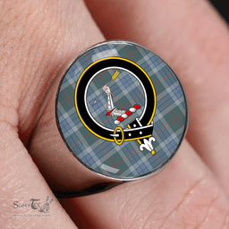 Scottish Thorburn (Thurburn) Weathered Clan Tartan Ring - Crest Classic Scottish Plaid Tartan Plaid