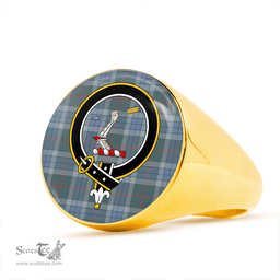 Scottish Thorburn (Thurburn) Weathered Clan Tartan Ring - Crest Classic Scottish Plaid Tartan Plaid