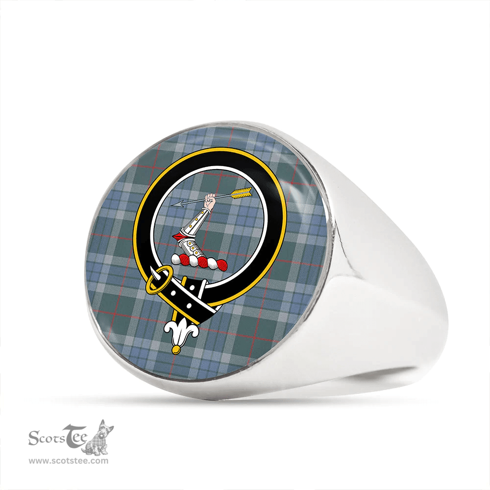 Scottish Thorburn (Thurburn) Weathered Clan Tartan Ring - Crest Classic Scottish Plaid Tartan Plaid