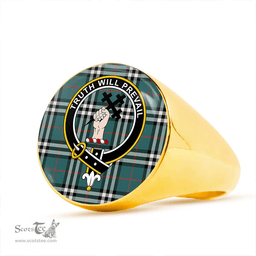 Scottish Thomson Hunting #2 (Thompson Hunting #2) Modern Clan Tartan Ring - Crest Classic Scottish Plaid Tartan Plaid