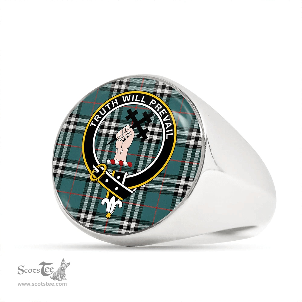 Scottish Thomson Hunting #2 (Thompson Hunting #2) Modern Clan Tartan Ring - Crest Classic Scottish Plaid Tartan Plaid