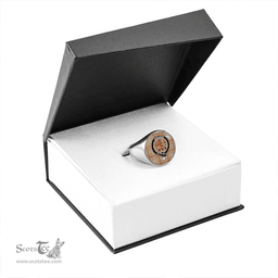 Scottish Sutherland of Duffus Weathered Clan Tartan Ring - Crest Classic Scottish Plaid Tartan Plaid