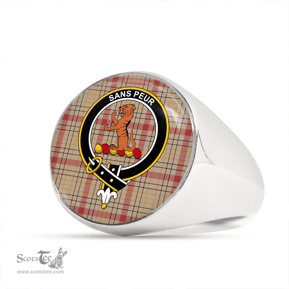 Scottish Sutherland of Duffus Weathered Clan Tartan Ring - Crest Classic Scottish Plaid Tartan Plaid