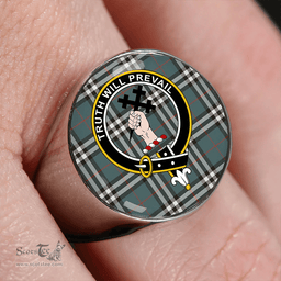 Scottish Thomson Hunting #2 (Thompson Hunting #2) Weathered Clan Tartan Ring - Crest Classic Scottish Plaid Tartan Plaid