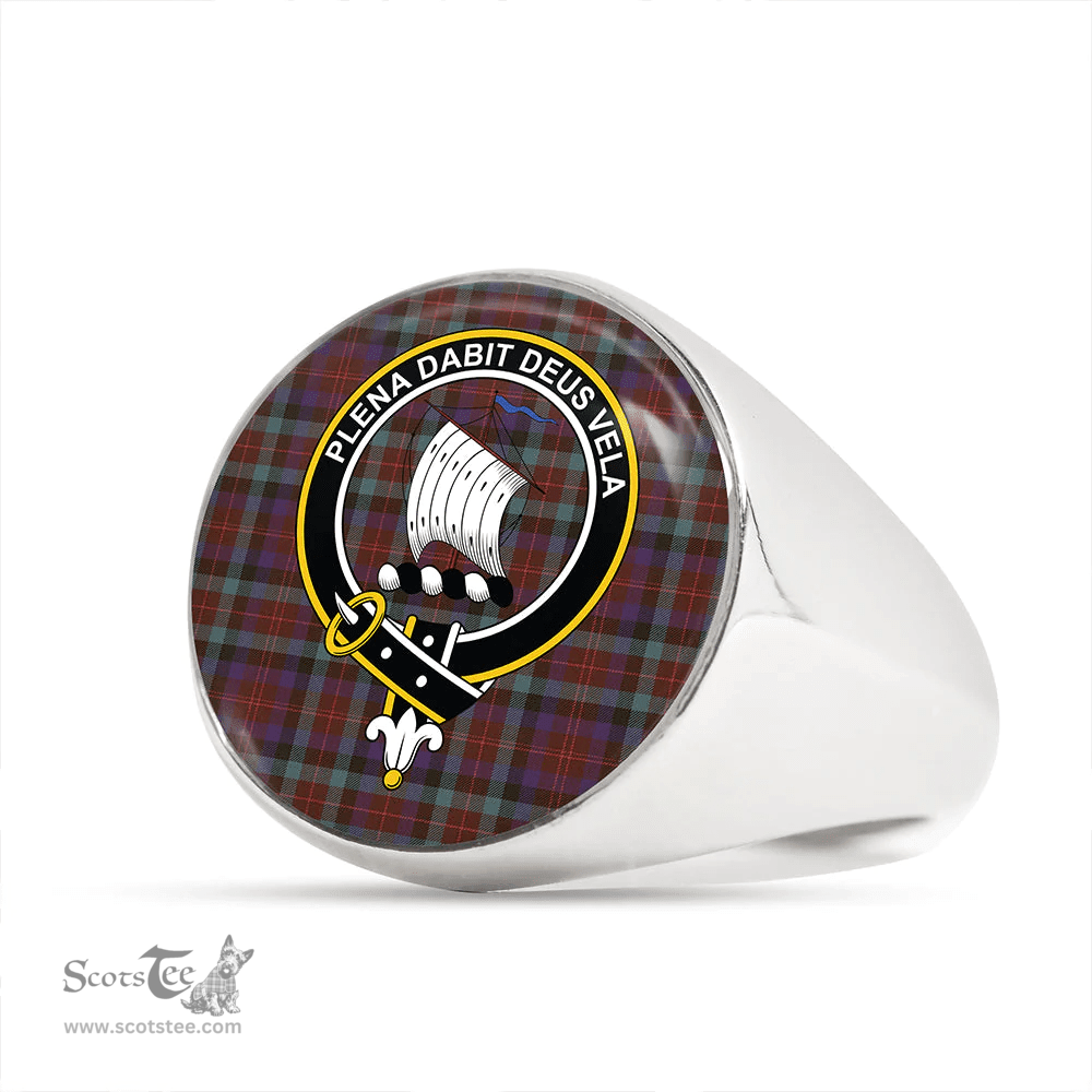 Scottish Tennant Weathered Clan Tartan Ring - Crest Classic Scottish Plaid Tartan Plaid