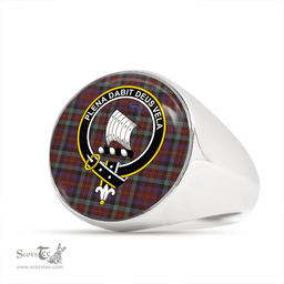 Scottish Tennant Weathered Clan Tartan Ring - Crest Classic Scottish Plaid Tartan Plaid