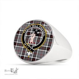 Scottish Thomson Dress Grey (Thompson Dress Grey) Ancient Clan Tartan Ring - Crest Classic Scottish Plaid Tartan Plaid