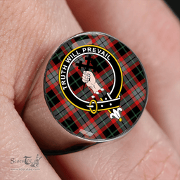 Scottish Thomson Black #2 (Thompson Black #2) Modern Clan Tartan Ring - Crest Classic Scottish Plaid Tartan Plaid