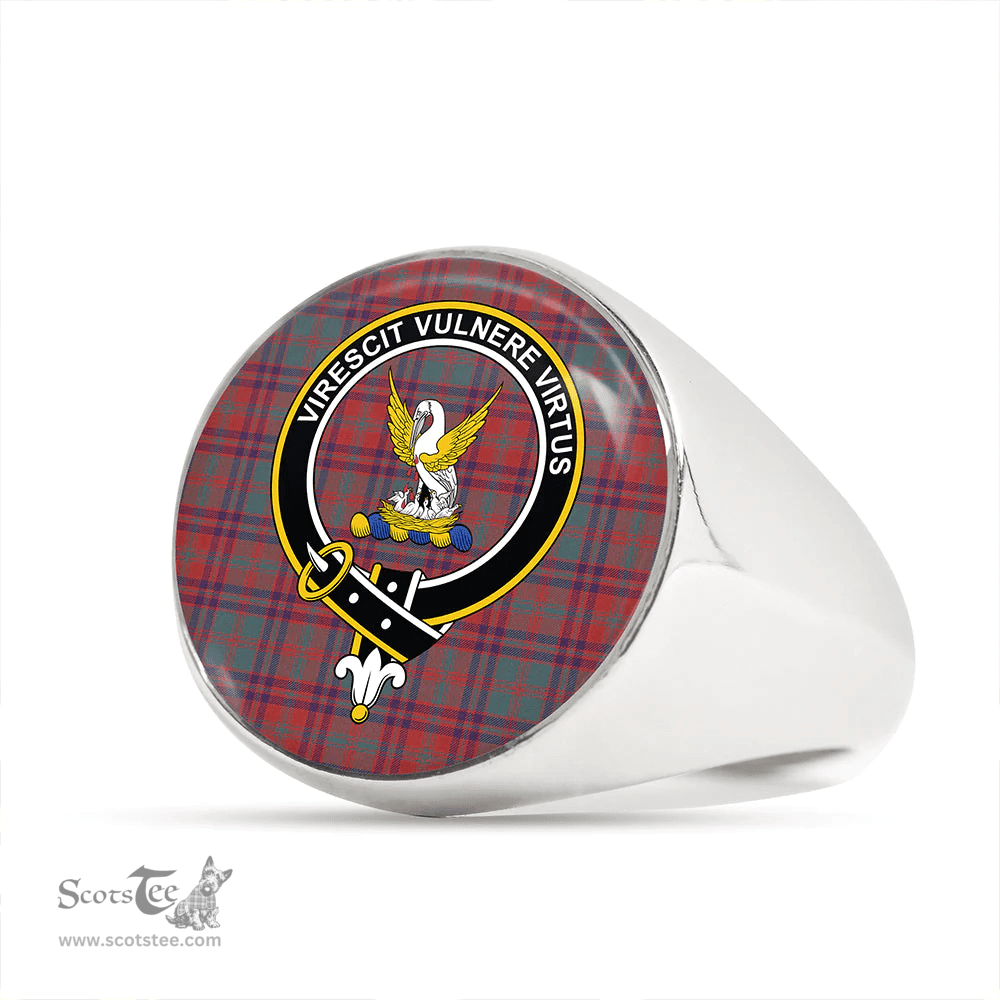 Scottish Stewart of Killiecrankie Weathered Clan Tartan Ring - Crest Classic Scottish Plaid Tartan Plaid