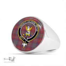 Scottish Stewart of Killiecrankie Weathered Clan Tartan Ring - Crest Classic Scottish Plaid Tartan Plaid