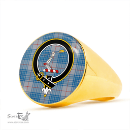 Scottish Thorburn USA (Thurburn USA) Ancient Clan Tartan Ring - Crest Classic Scottish Plaid Tartan Plaid