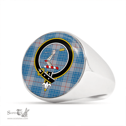 Scottish Thorburn USA (Thurburn USA) Ancient Clan Tartan Ring - Crest Classic Scottish Plaid Tartan Plaid