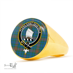 Scottish Tennant Yules Ancient Clan Tartan Ring - Crest Classic Scottish Plaid Tartan Plaid