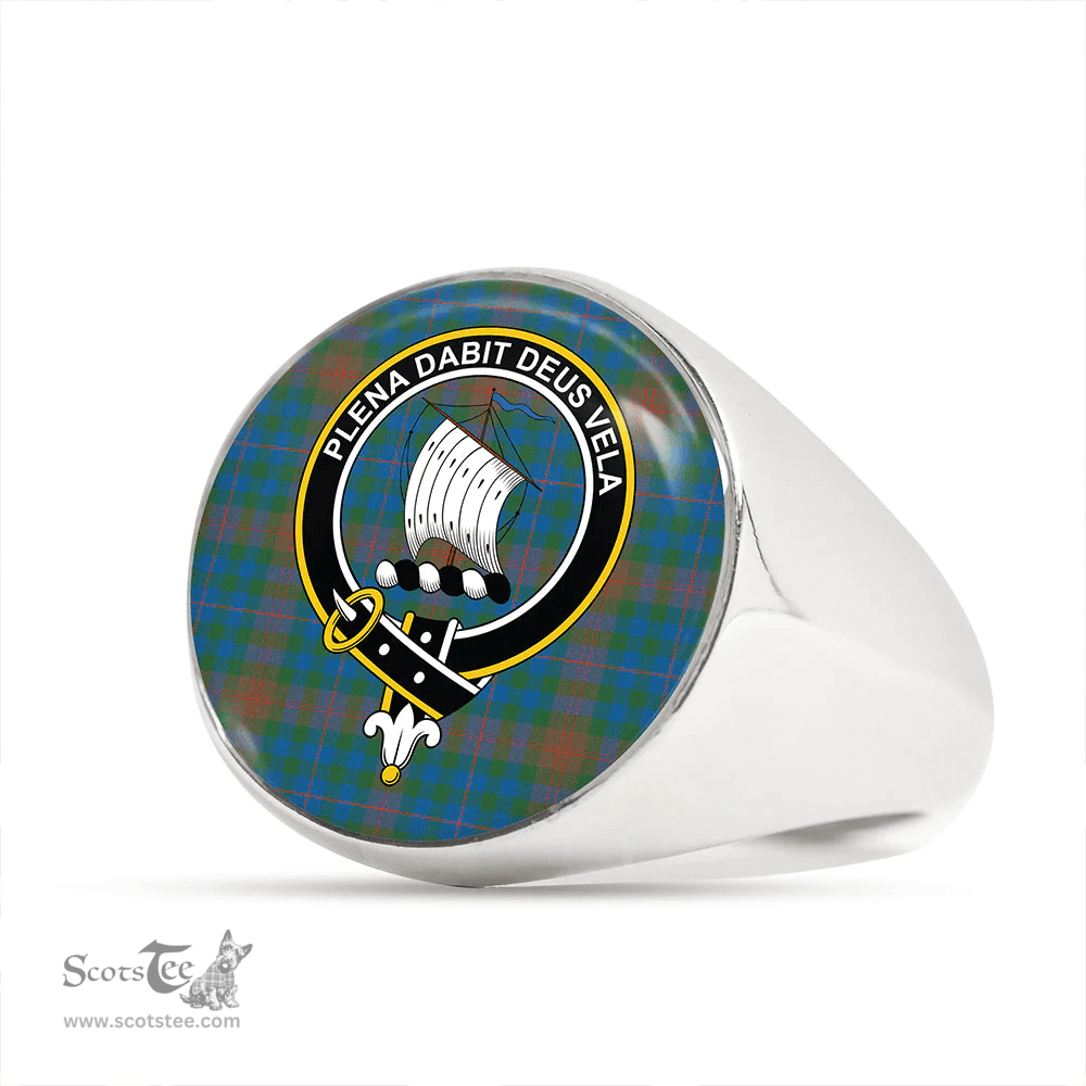 Scottish Tennant Yules Ancient Clan Tartan Ring - Crest Classic Scottish Plaid Tartan Plaid