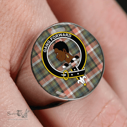 Scottish Stirling Millennium Weathered Clan Tartan Ring - Crest Classic Scottish Plaid Tartan Plaid