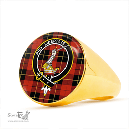 Scottish Wallace (Wallas) Ancient Clan Tartan Ring - Crest Classic Scottish Plaid Tartan Plaid