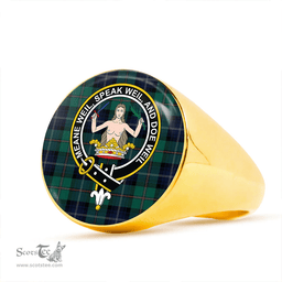 Scottish Urquhart White Lines (Urquhart Ancient) Modern Clan Tartan Ring - Crest Classic Scottish Plaid Tartan Plaid