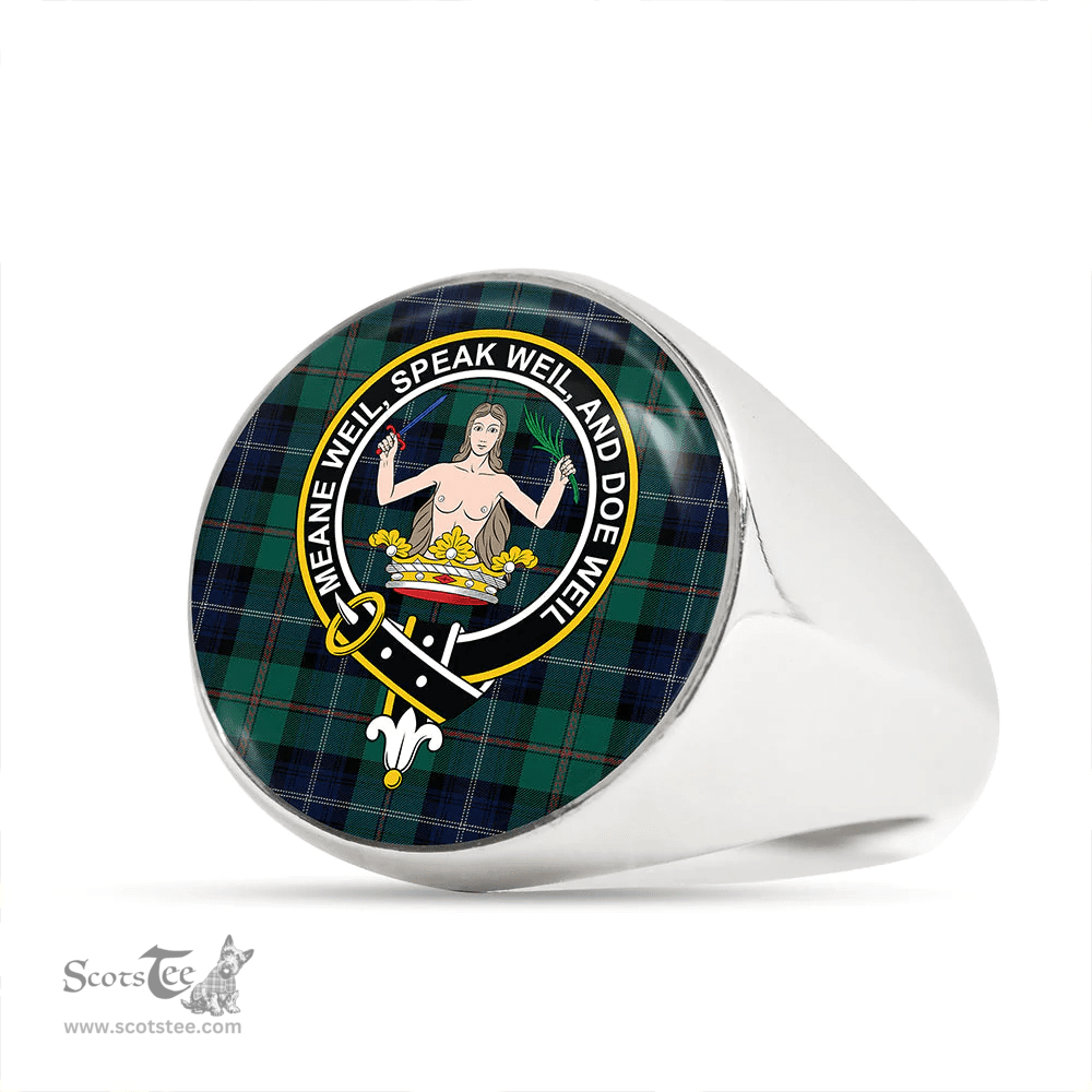 Scottish Urquhart White Lines (Urquhart Ancient) Modern Clan Tartan Ring - Crest Classic Scottish Plaid Tartan Plaid