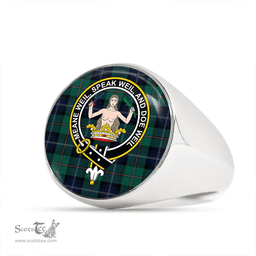 Scottish Urquhart White Lines (Urquhart Ancient) Modern Clan Tartan Ring - Crest Classic Scottish Plaid Tartan Plaid
