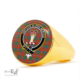 Scottish Robertson White line (Robertson New) Ancient Clan Tartan Ring - Crest Classic Scottish Plaid Tartan Plaid