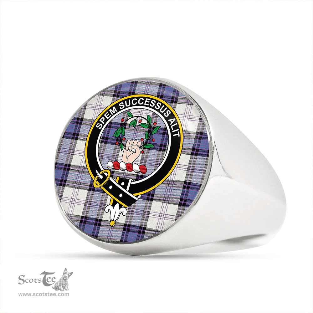 Scottish Ross Dress Blue Ancient Clan Tartan Ring - Crest Classic Scottish Plaid Tartan Plaid