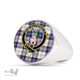 Scottish Ross Dress Blue Ancient Clan Tartan Ring - Crest Classic Scottish Plaid Tartan Plaid