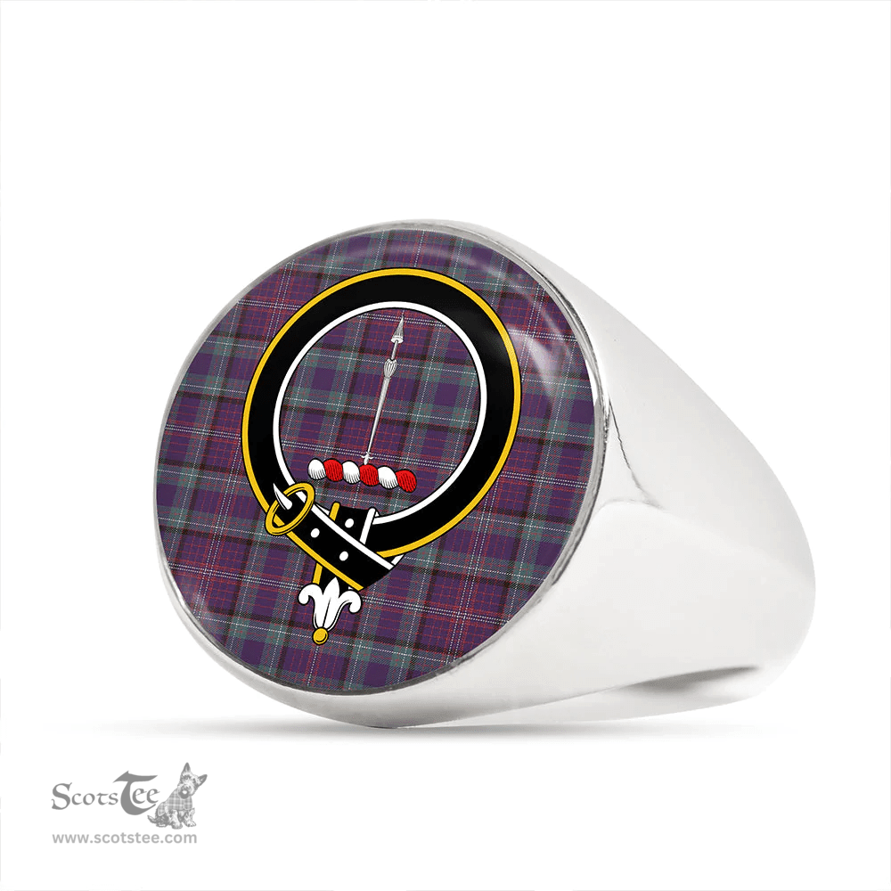 Scottish Rankin Weathered Clan Tartan Ring - Crest Classic Scottish Plaid Tartan Plaid