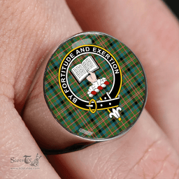 Scottish Reid Green Ancient Clan Tartan Ring - Crest Classic Scottish Plaid Tartan Plaid
