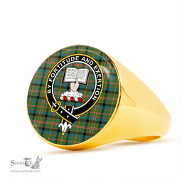 Scottish Reid Green Ancient Clan Tartan Ring - Crest Classic Scottish Plaid Tartan Plaid