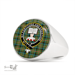 Scottish Reid Green Ancient Clan Tartan Ring - Crest Classic Scottish Plaid Tartan Plaid