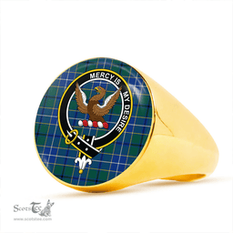 Scottish Wishart Hunting Modern Clan Tartan Ring - Crest Classic Scottish Plaid Tartan Plaid