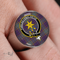 Scottish Wardlaw Weathered Clan Tartan Ring - Crest Classic Scottish Plaid Tartan Plaid
