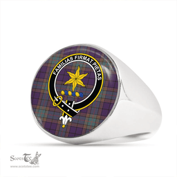 Scottish Wardlaw Weathered Clan Tartan Ring - Crest Classic Scottish Plaid Tartan Plaid