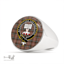 Scottish Reid Green Weathered Clan Tartan Ring - Crest Classic Scottish Plaid Tartan Plaid