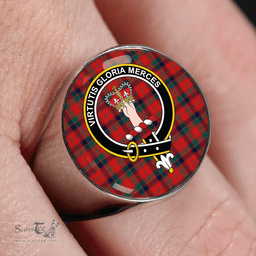 Scottish Robertson 1819 Modern Clan Tartan Ring - Crest Classic Scottish Plaid Tartan Plaid