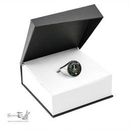 Scottish Wallace Hunting (Wallas Hunting) Modern Clan Tartan Ring - Crest Classic Scottish Plaid Tartan Plaid