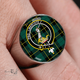Scottish Wallace Hunting (Wallas Hunting) Modern Clan Tartan Ring - Crest Classic Scottish Plaid Tartan Plaid