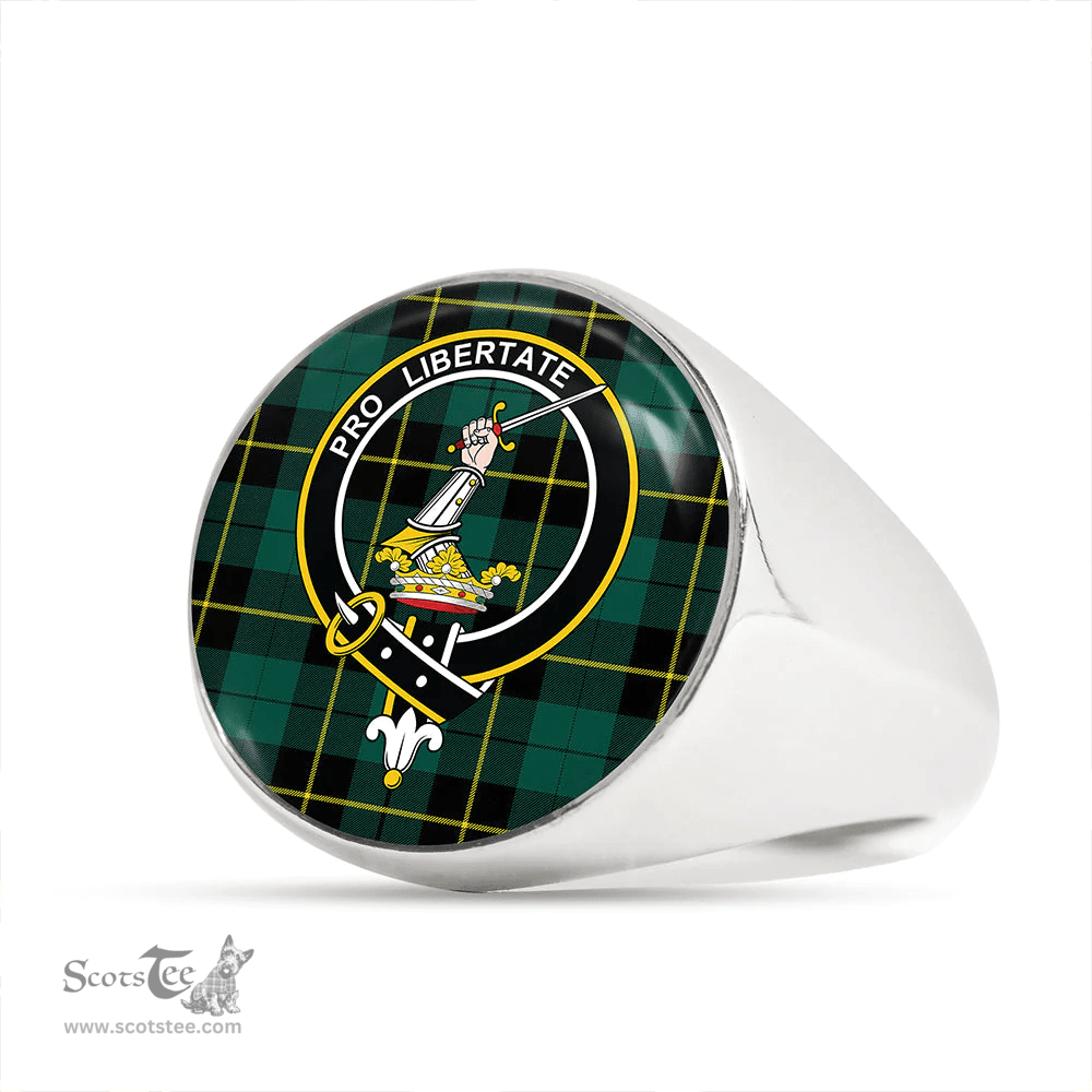 Scottish Wallace Hunting (Wallas Hunting) Modern Clan Tartan Ring - Crest Classic Scottish Plaid Tartan Plaid