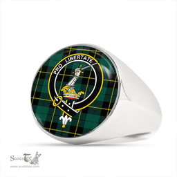 Scottish Wallace Hunting (Wallas Hunting) Modern Clan Tartan Ring - Crest Classic Scottish Plaid Tartan Plaid