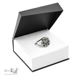 Scottish Ross Arisaid Modern Clan Tartan Ring - Crest Classic Scottish Plaid Tartan Plaid