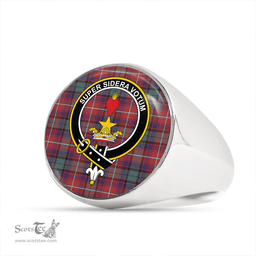 Scottish Rattray of Lude Weathered Clan Tartan Ring - Crest Classic Scottish Plaid Tartan Plaid