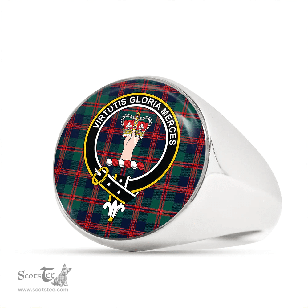 Scottish Robertson of Struan Modern Clan Tartan Ring - Crest Classic Scottish Plaid Tartan Plaid
